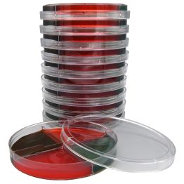 Urine Quad Plate (Eosine Methylene Blue (EMB) Agar, Levine/Xylose Lysine Deoxycholate (XLD) Agar, Modified/Simmons Citrate/Blood Agar, 5%), 15x100mm Quadplate