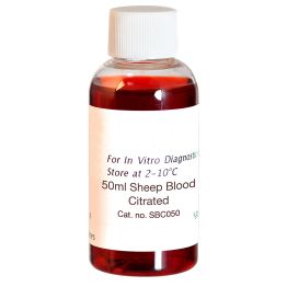 Blood, Sheep, Citrated, Screw Cap Bottle, 50ml