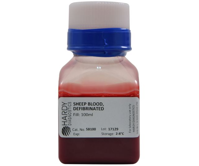Blood, Sheep, Defibrinated, Screw Cap Bottle, 100ml