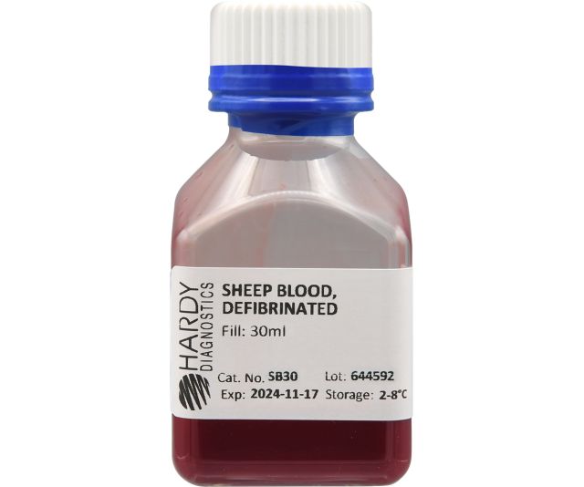 Blood, Sheep, Defibrinated, Screw Cap Bottle, 30ml