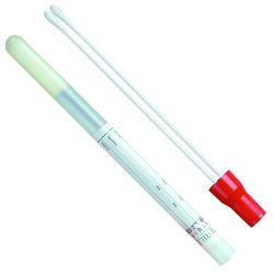 TransPorter® Transport Swab, Liquid Stuart, Dual Swab, Double Plastic Shaft, Regular Rayon Tip, Red Cap