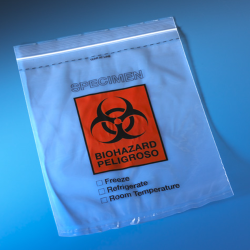 Specimen Transport Bag with Zipseal, Biohazard, 8x10 inches