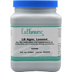 CulGenex™ LB Agar, Lennox, Dehydrated Culture Media, 500gm Wide-Mouth Bottle