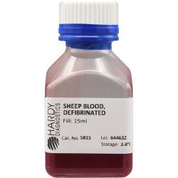 Blood, Sheep, Defibrinated, Screw Cap Bottle, 15ml