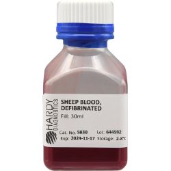 Blood, Sheep, Defibrinated, Screw Cap Bottle, 30ml 