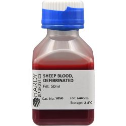 Blood, Sheep, Defibrinated, Screw Cap Bottle, 50ml 