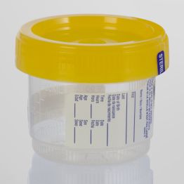 DuoClick™ Specimen Container, Sterile, Yellow Screw Cap, 90mlx53mm