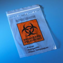 Specimen Transport Bag with Document Pouch, Biohazard with Zipseal, 6x9 inches