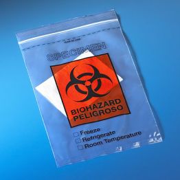 Specimen Transport Bag with Document Pouch and Absorbent Pad, Biohazard, Ziplock with Score Line, 6x10 inches
