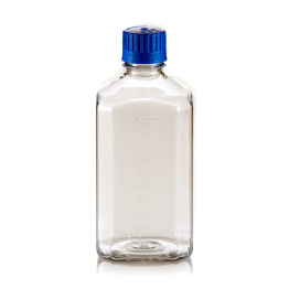 Bottle, Square, PETG, Sterile, Standard Cap, 1000ml