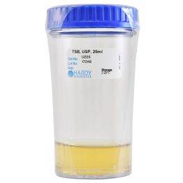 Tryptic Soy Broth (TSB), USP, 25ml Fill, Wide Mouth Polycarbonate Jar