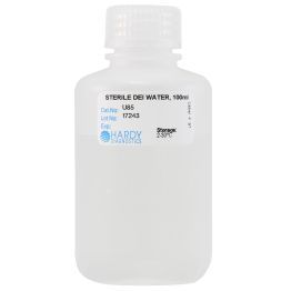 Sterile Deionized Water,  100ml Fill, Polypropylene Bottle