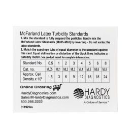 Wickerham Card, for Turbidity Adjustments to a McFarland Standard, 2x3 inches