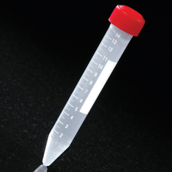 Centrifuge Tube with Red Cap with Attached Red Screw Cap, Sterile, Printed Graduations, 15ml
