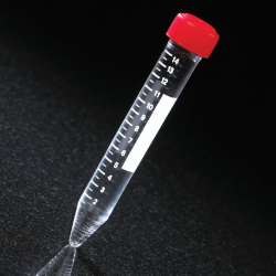 Acrylic Centrifuge Tube, Attached Red Screw Cap, Sterile, Printed Graduations, 15ml