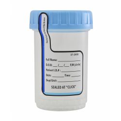 ClikSeal™ Specimen/Sample Cup, Sterile, 90ml, Features an Audible Click when Sealed