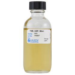 Tryptic Soy Broth (TSB), USP, 50ml, Boston Round, Glass Bottle