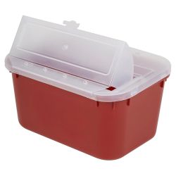 Sharps Containers, Stackable, Red, Polypropylene, 10x5x7, Medium - Biohazard with Symbol, 1 Gallon 