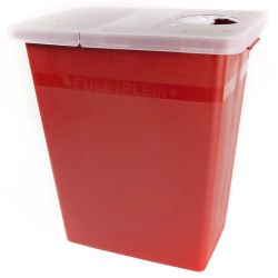 Sharps Containers, Stackable, Red, Polypropylene, 13.75x14x13.75, Extra Large - Biohazard with Symbol, 8 Gallon