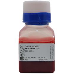 Blood, Sheep, Defibrinated, Screw Cap Bottle, 100ml